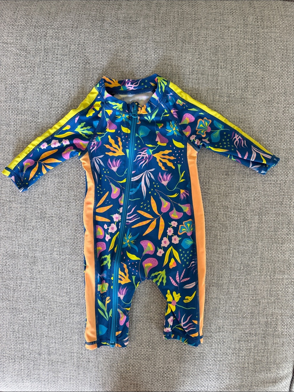 SwimZip UPF 50+ Baby Floral Zip-Up One-Piece Swimsuit - 0-6months